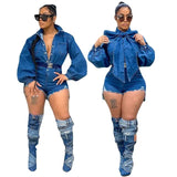 Rompers Solid Blue Long Lantern Sleeve Bow Tie Neck Skinny Playsuits 2022 Autumn Workout Activewear Moto Biker Punk