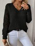 Hollow Knitted Jersey Sweater Hot Loose Leisure Long-Sleeved