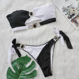 Zingj Sexy Crystal Diamond Bikini Detachable Breast Pad Swimsuit Patchwork Strapless Strap Split
