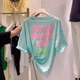 Zingj Short-Sleeved T-Shirt Women's Summer 2024 New Korean Version Loose Casual Versatile Stereo Foam Letter Half Sleeve