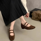 Retro Velvet Leopard Print With Mary Jane Single Shoes 2025 New Spring And Autumn Gentle Evening