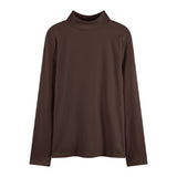 Zingj Velvet Half High Collar Bottom Shirt Women's Autumn 2024 New Interior With White Long-Sleeved T-Shirt Women's Chic Student