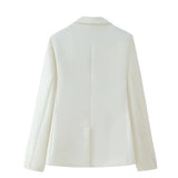Women's Explosive Stylish Elegant White Collar Jacket Casual Long-Sleeved