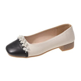 Fragrant Style Single Shoes Women 2025 New Fashion Comfortable Square Shoes Shallow Pearl Coarse French Single