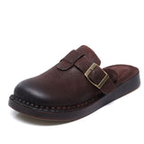 Cowhick Retro Birken Shoes Half-Slippers Women Thick Summer New Lazy Outside Wearing Bag Head