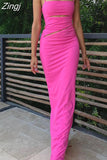 Sexy Women Hollow Out Long Dress Sleeveless Low-cut Spaghetti Strap Backless Party Dress Clubwear Female Vestido