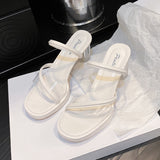 Women's Summer High Heel New 2025 Fish Mouth Waterproof Table Thick-Soled Cool Slippers Women's Coarse Heel Heel Fashion