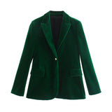 Women's Velvet Suit Jacket Ink Green Suit