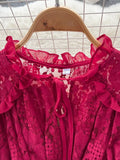 Autumn Women Lace Midi Dress Vintage Round Neck Lantern Long Sleeve High Waist A-Line Elegant Party Robe New Fashion