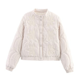 Women's Clothing 2025 Winter Small Collar Single Row Buckle Long-Sleeved Embroidered Cotton Coat Women