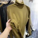 Zingj Women's New Fall 2024 Air Stack Collar With A Long-Sleeved T-Shirt And Warm