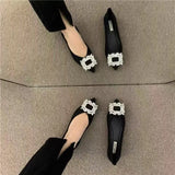 New Women's Water Drill Shoes Design Pointy Flat Bottom French Style Fashion Niche Single