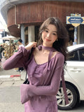 Xixi 2025 Spring And Summer New Korean Version Horn Sleeves Long-Sleeved Knitted Shirt Women's Sunscreen Shawl