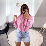 Women's Clothing 2025 Summer New Loose Cotton Pocket Dress Long-Sleeved Shirt Top