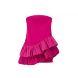 Women's Folds Splicing Irregular Lotus Leaves Side Wears Corset