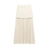 New Undecorated Knitted Vest Knitted Folding Splicing Skirt