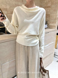 Xixi 2025 Autumn New White Label Elegant High-Collar Knitted Shirt With Long-Sleeved Top Sweater Female