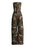 Zingj New Fashion Spray Color Camouflage Wipe Chest Integrated Overalls Sexy Hot Girl Jumpsuit