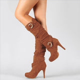 Size Code 414243 Yards Fine And High-Heeled Long Boots Women Autumn And Winter New Belt Buckle High Barrel Fashion