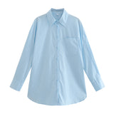 Women's Clothing 2025 Summer New Loose Cotton Pocket Dress Long-Sleeved Shirt Top