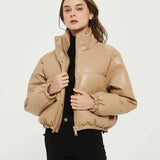Parkas Women Coat Short Down Jackets For Women Female PU Leather Bomber Jacket Elegant Doudoune Femme Veste Manteau
