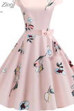Vintage Dress Women Polka Dot Elegant Short Sleeve A-Line Midi Party Dress Sundress Robe Rockabilly