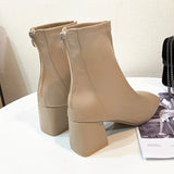 Version Of The Head Thick And Short Boots Woman New Fashion Zipper High And Martin