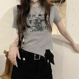 Zingj Girl Style Design Sense Short T-Shirt Summer 2024 New Irregular Chic Niche Ins Short Sleeve Shirt Women's