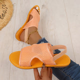 Mesh Breathable Flat-Soled Sandals Women's New Loose Belt Flat Beach Cool Drag