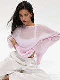 Spring And Summer New Hollow Sweater Women Wind Soft Loose Knitted Long-Sleeved Clothing