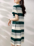 Striped Dress 2025 Summer New Korean Version Of Casual Simple Dress Showing Skinny Skin Dress