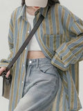 Zingj And Long Sunscreen Striped Shirt Female Summer Hong Kong Flavor Retro Chic Niche Unique Chic Top Thin