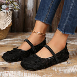 Lace Mesh Side Of The Shallow Mouth Single Shoes Women's Flat Bottom Leisure Breathable Ballet Tight Lefu