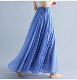 Women's Literature And Art Large Cotton Tamples Skirt Tight Waist A-Shaped Skirt Long Solid National Style Skirt 24