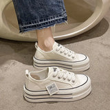 Version Of Thick-Soled High-Span Shoes Women 2025 Summer New Loose Cake Bottom Small White Shoes With Canvas Women's