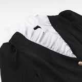 And Autumn Long Sleeve Splicing Solid Color Button A Word Fake Two-Piece Shirt Skirt New