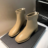 Head Thick And Short Boots Women's Shoes Senior Spring And Autumn With Low Cylinder Elastic Lean Women's Boots English Style Fashion Short