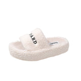 Hair Slippers Women Wear Casual Home Thick Spring And Autumn Embroidered Plush Slippers To Keep Warm High