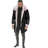 New Fur Integrated Men's Coat Black Five-Burst Thick Coat With Thick Coat