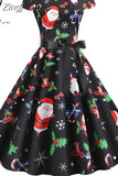Christmas Women Summer Short Sleeve Elegant Vintage Xmas Party Dresses Robe Femme Casual Vestidos with