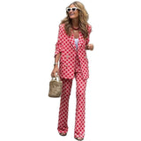Women's Digital Print Bohemian Suit Long Sleeve Open-Shirt Trousers Set