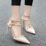 High Heel Women's Fine Heel Single Shoes 2025 Summer Sexy Pointed T-Shaped With Back Empty Willow Sandals