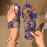 National Wind And Cold Slippers Women 2025 Summer New Flat-Bottomed Printing Cover Toe Roman Style