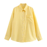 New Four-Color Striped Single Pocket Dress Loose Casual