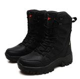 Combat Boots Men's Large-Size Outdoor Plus Velvet Warm Snow Boots Men's High-Top Cotton Shoes Couple Climbing