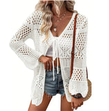 Beach Knitted Jersey In Summer 2025 Sexy Solid Color Knitted Beach Swimwear Shirt Sunscreen