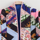 Autumn And Winter New Women's Retro Printing Loose Leisure Long Sleeve Pocket Decorative Cotton
