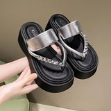 Bottom Slippers Women Wear Summer 2025 Summer New Water Drill Angle Flip-Flops With Skirt Beautiful Beach