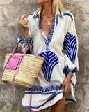 And Summer 2025 New Leisure Long Shirt INS Loose Vacation V-Neck Dress