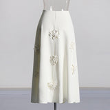 Retro Wind 2025 Summer New Sling With Three-Dimensional Flower Splicing Sling With High Waist In The Long Half Skirt Suit